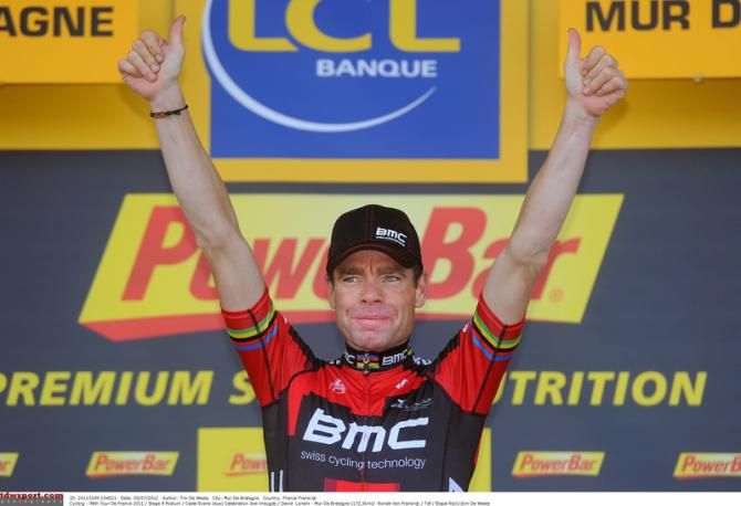 Cadel Evans (BMC) after winning stage 4 of the Tour