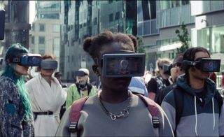images of metaverse, people wearing goggles