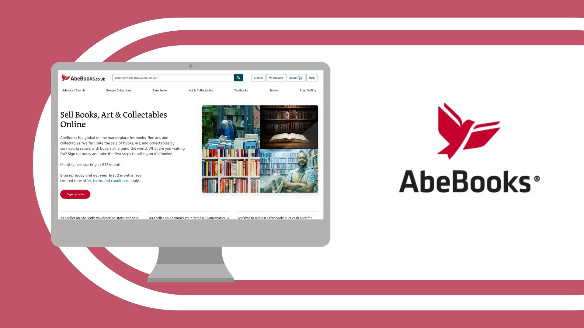 Selling books online - AbeBooks logo and screenshot