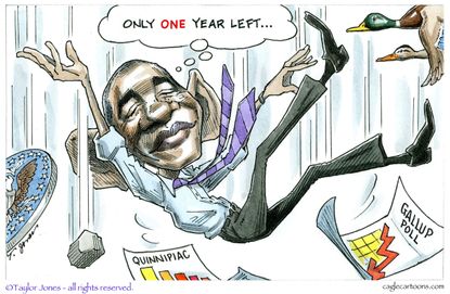 Obama cartoon U.S. One Year Left
