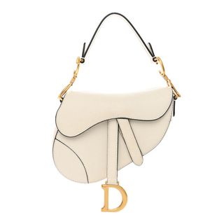 Christian Dior Grained Calfskin Mini Saddle Bag White