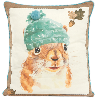 george home pillow with a squirrel print