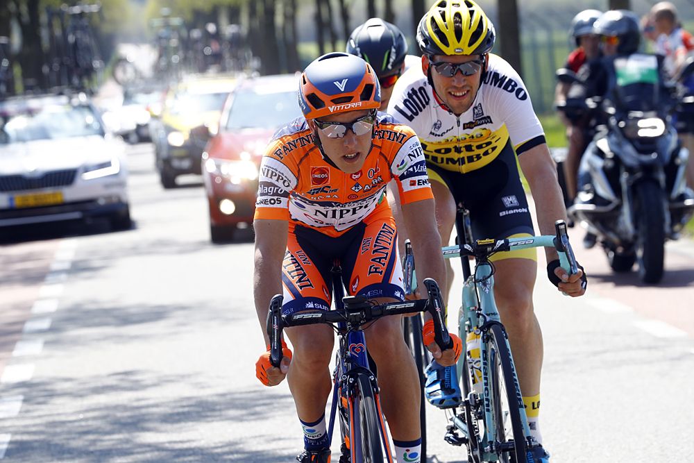 An early breakaway during stage 2 at the Giro d'Italia