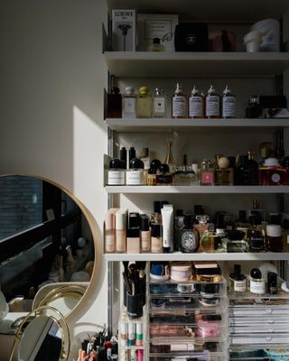 @eggcanvas perfumes on a vanity table