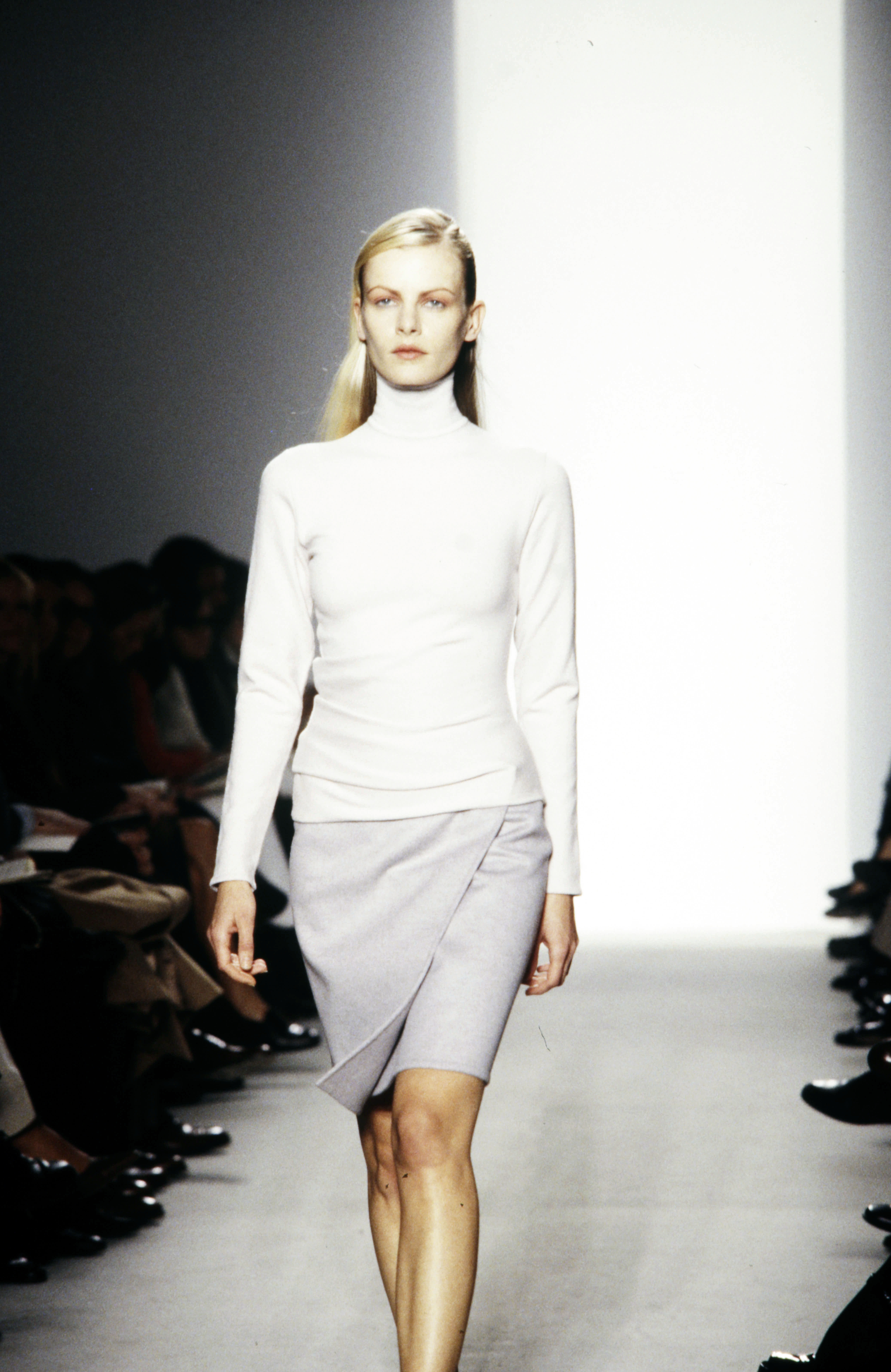 Model Emma Balfour walking Calvin Klein Collection Fall 1997 Ready To Wear Runway Show.