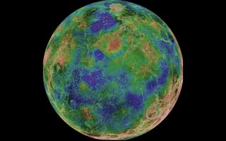 The hemispheric view of Venus, as revealed by more than a decade of radar investigations culminating in the 1990-1994 Magellan mission, is centered on the South Pole.