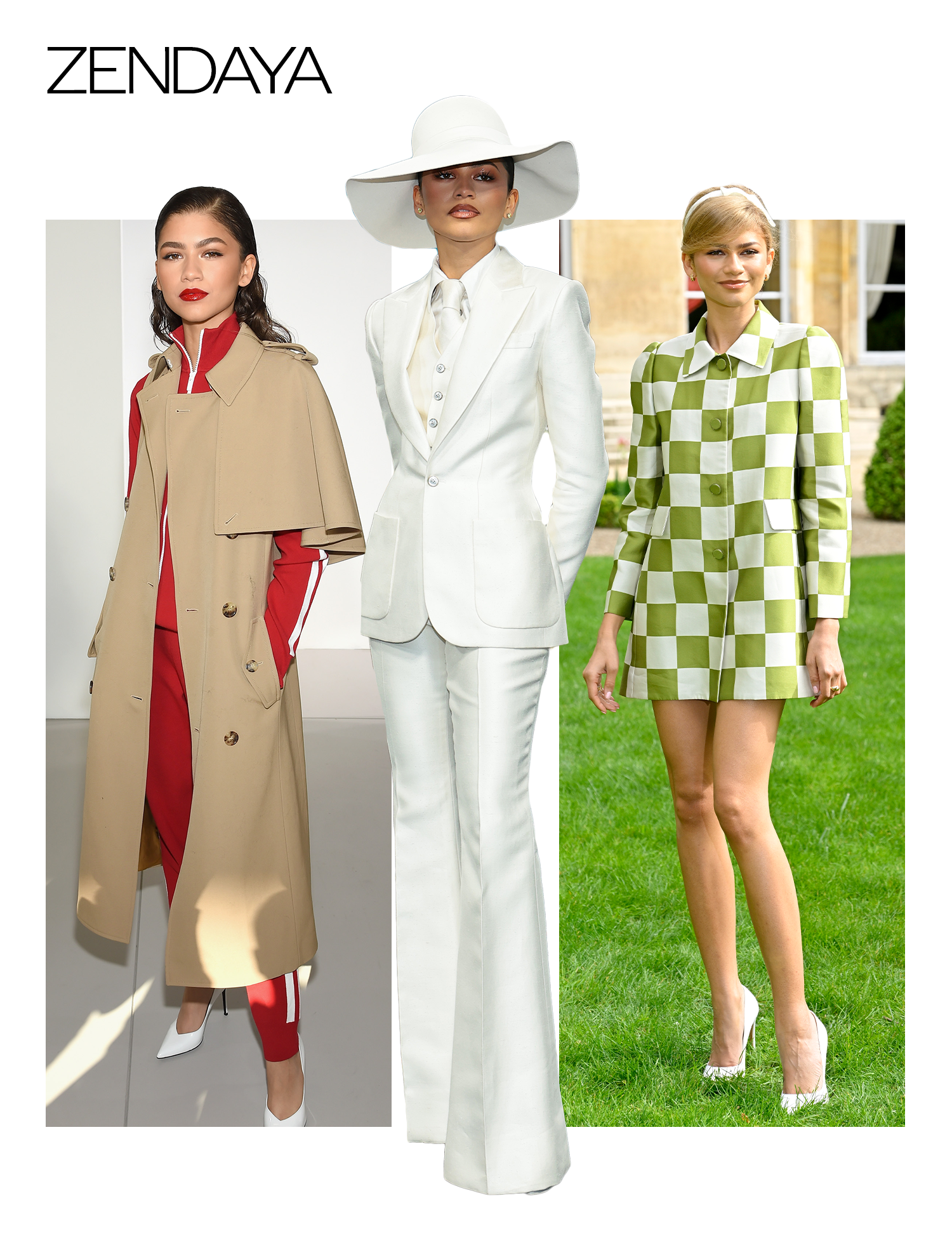 A collage of Zendaya photos that show her style