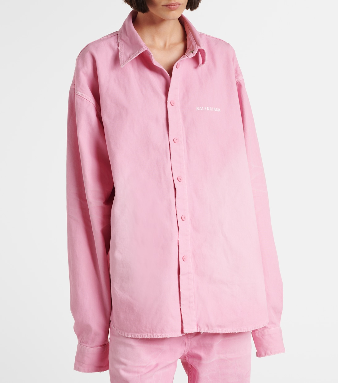 Oversized Cotton Shirt in Pink - Balenciaga