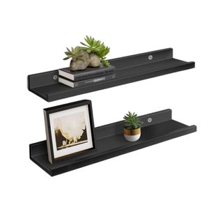 Two black floating shelves