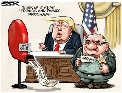 Political cartoon U.S. Trump Arpaio pardon