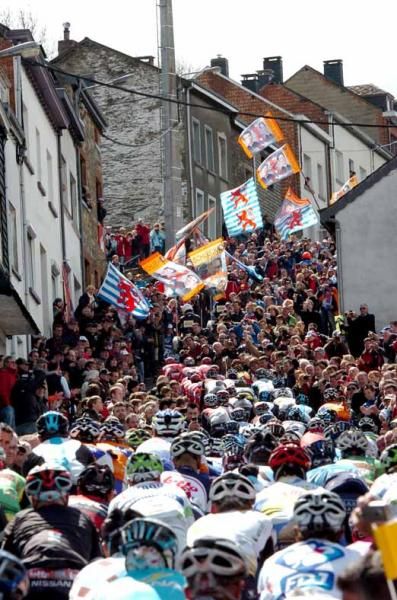 The peloton winds its way into the Ardennes.