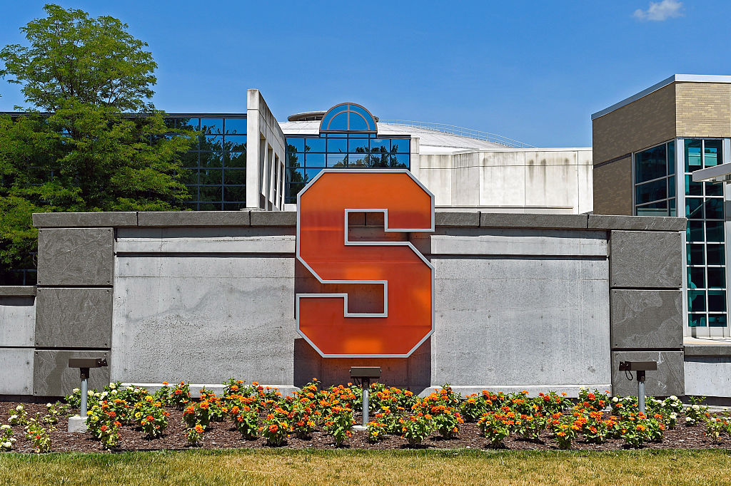 SYRACUSE, NY - JULY 12:  General view of Syracuse Orange logo outside of the Iocolano-Petty Football Wing following a press conference to introduce John Wildhack as the Director of athletics on July 12, 2016 in Syracuse, New York.  (Photo by Rich Barnes/Getty Images)