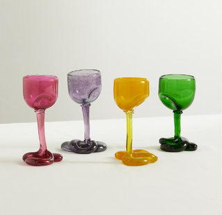 Colorful artistic wine glasses.