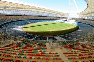 A general view of the inspectors in Moses Mabhida during Fifa inspection on September 27, 2009 in Durban, South Africa.