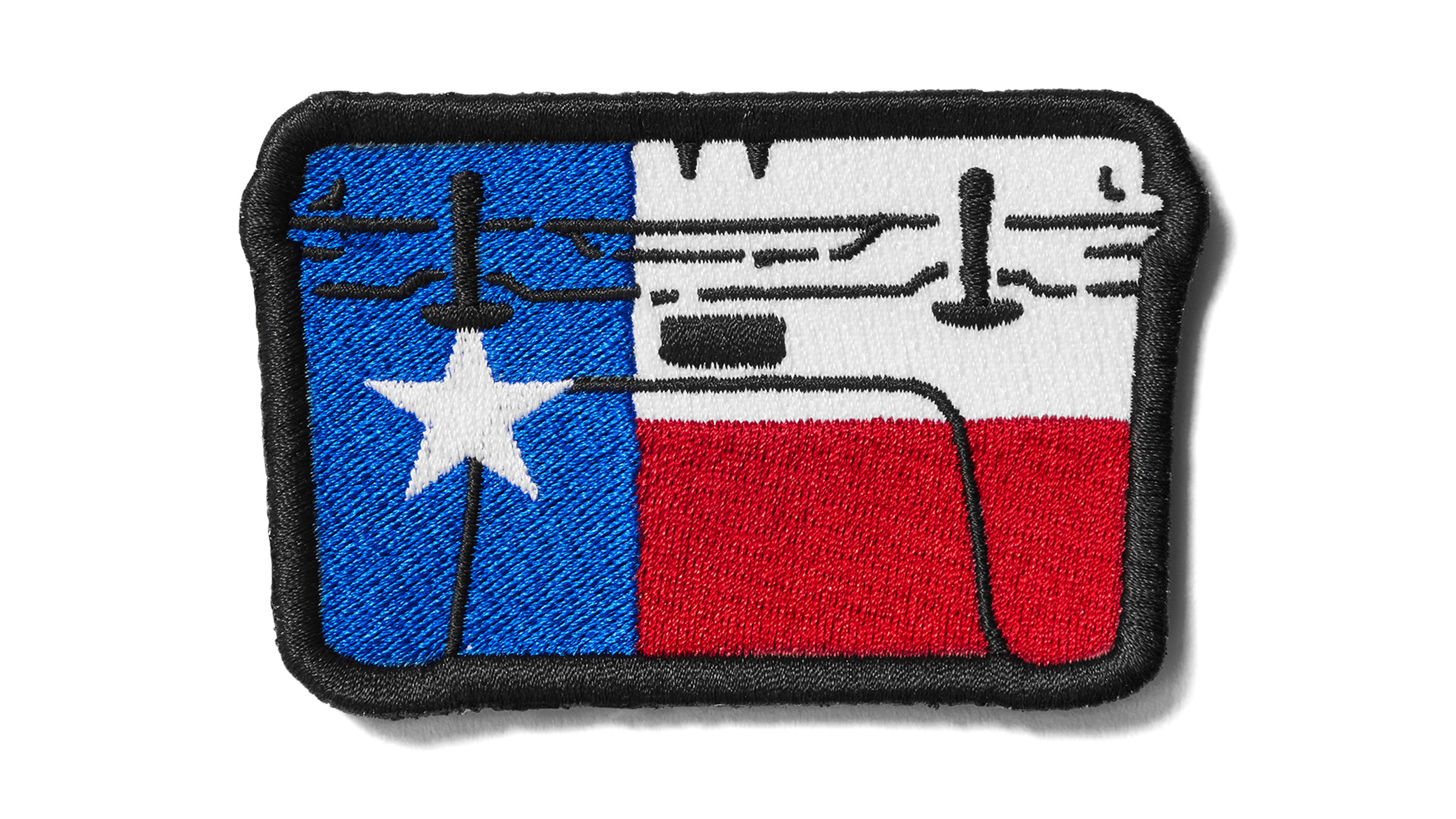 YETI patch on white background