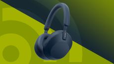 One of the best Sony headphones model, on a green background with the TechRadar logo