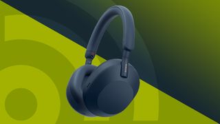 One of the best Sony headphones model, on a green background with the TechRadar logo