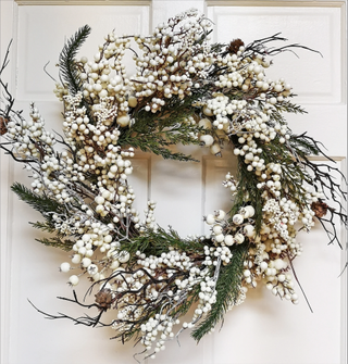 White faux berry Christmas wreath from Wayfair.