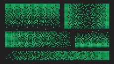 Visual art of green pixelated gradients, representing AI model collapse.