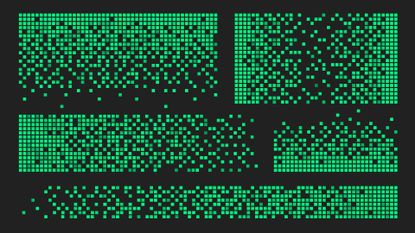 Visual art of green pixelated gradients, representing AI model collapse.