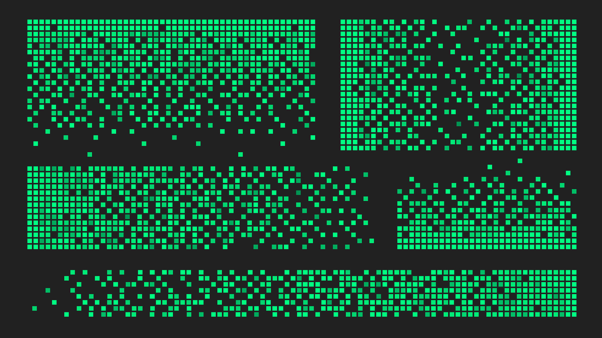Visual art of green pixelated gradients, representing AI model collapse.