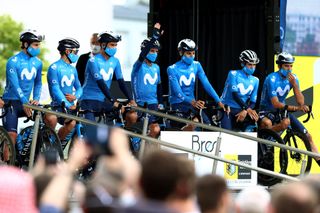 The Movistar Team at the start of the Tour de France 2021
