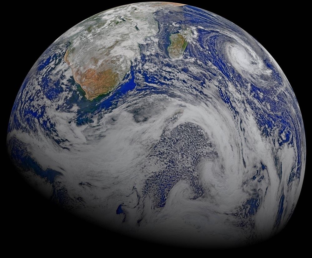 Here, a composite image of Earth snapped by the NASA/NOAA Suomi National Polar-orbiting Partnership spacecraft on April 9, 2015.