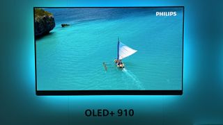 A Philips OLED910 TV at TP Vision Live's demo rooms