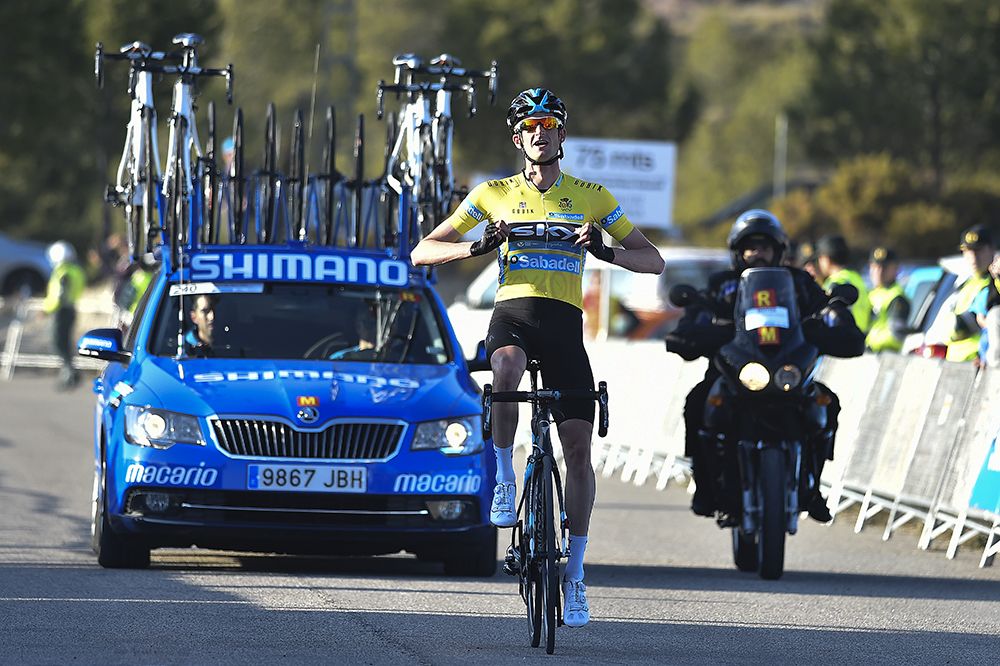 Woet Poels celebrates his victory