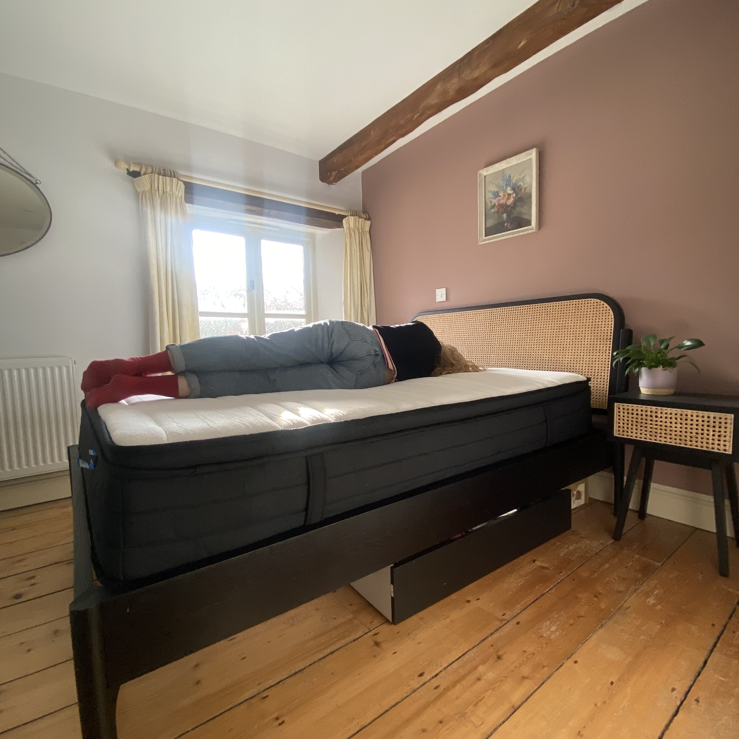 The Origin Hybrid Pro mattress being tested at home