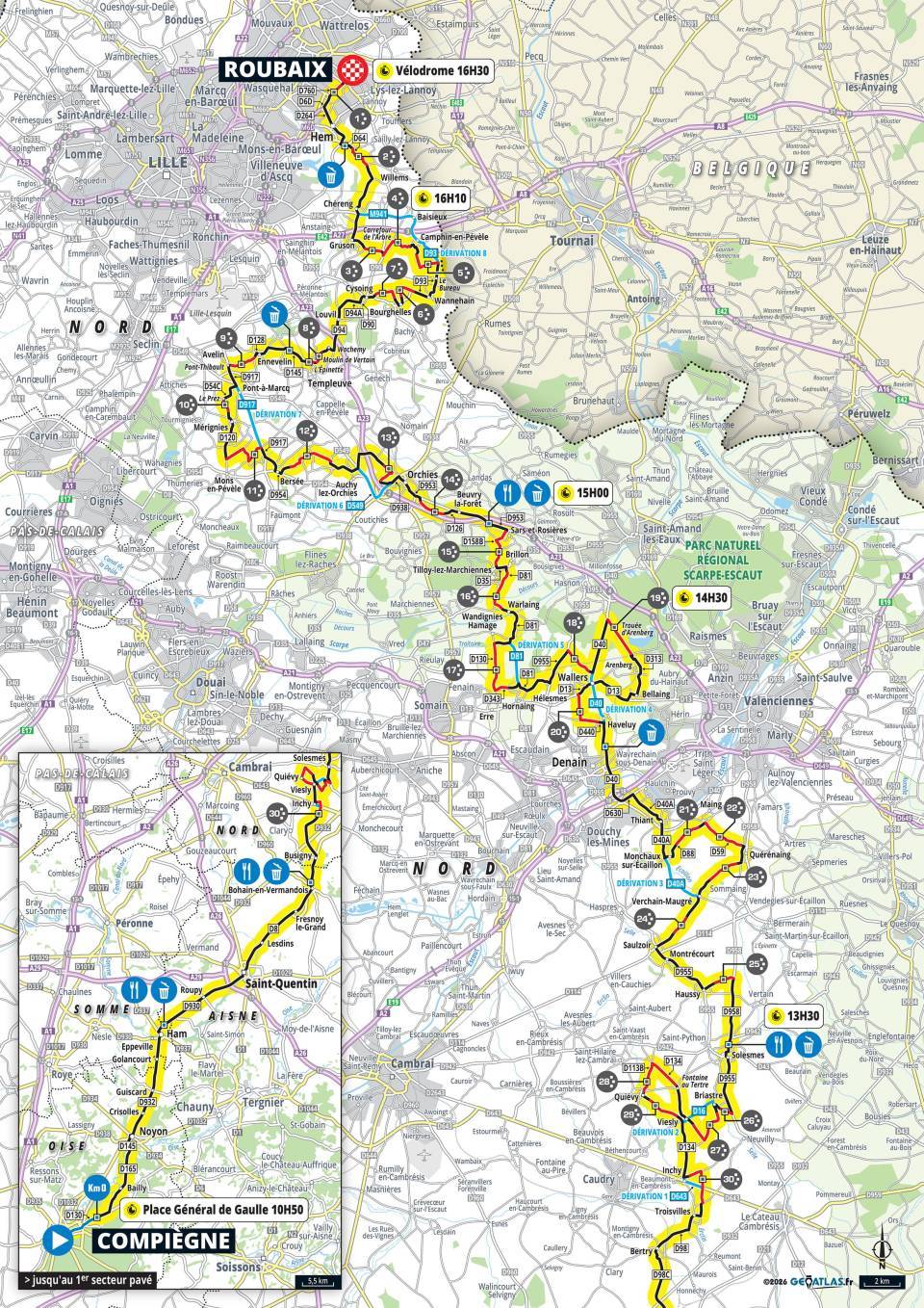 Men's Paris-Roubaix 2026 route