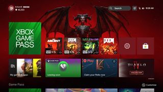 The Diablo 4 dynamic background on the Xbox home screen
