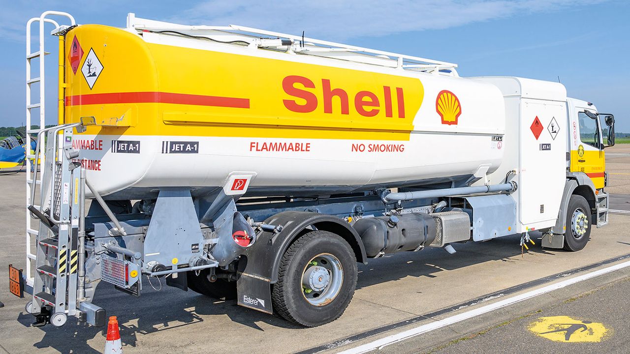 Shell aviation-fuel tanker in The Netherlands