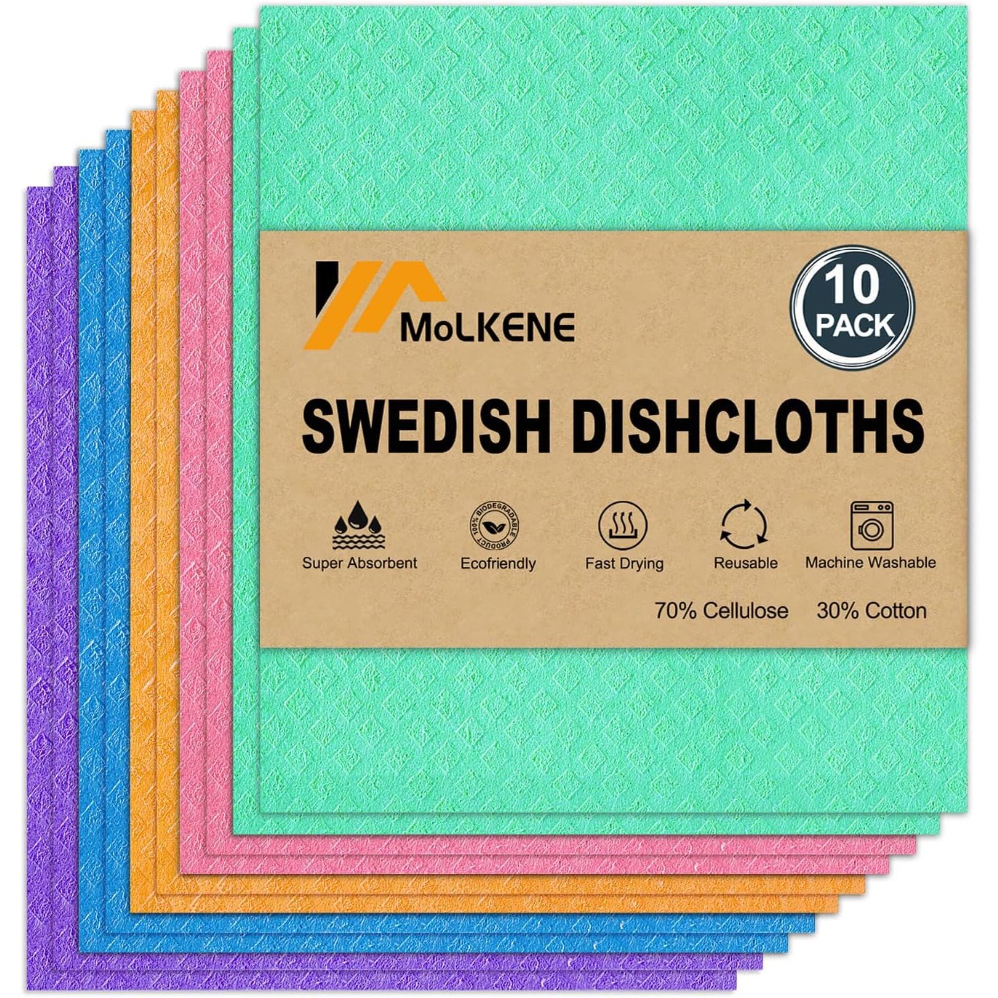 A pack of multi-colored Swedish dishcloths