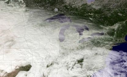 The blizzard that is expected to wallop the Midwest this week (satellite image shown) could rival the 1967 storm that dumped 23 inches of snow over Chicago.