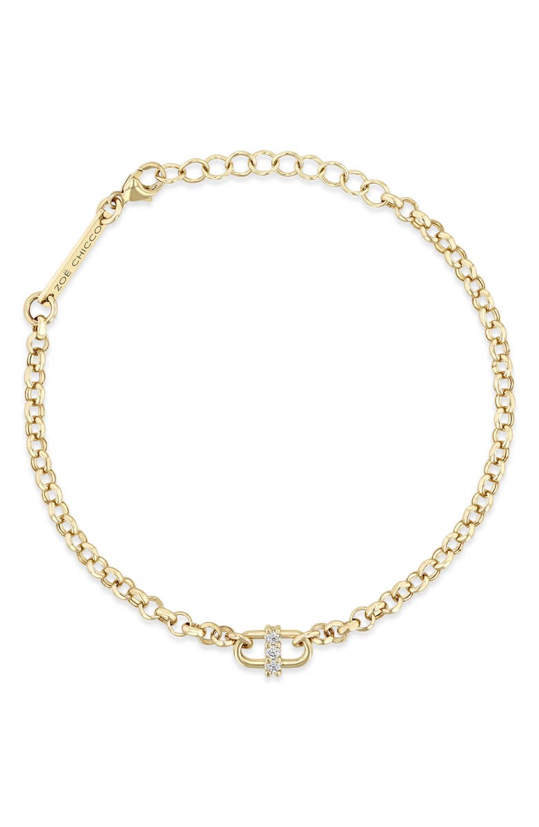 Diamond Link Rolo Chain Bracelet