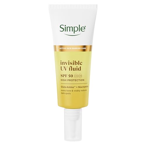 Simple Invisible Uva/uvb High Sun Protection Uv Fluid Spf 50 Evens Skin Tone and Visibly Reduces Dark Spots 40 Ml