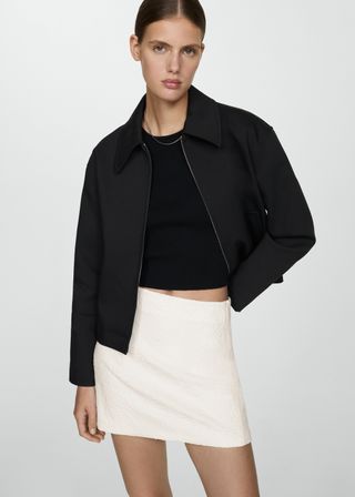 Textured Straight-Fit Mini-Skirt