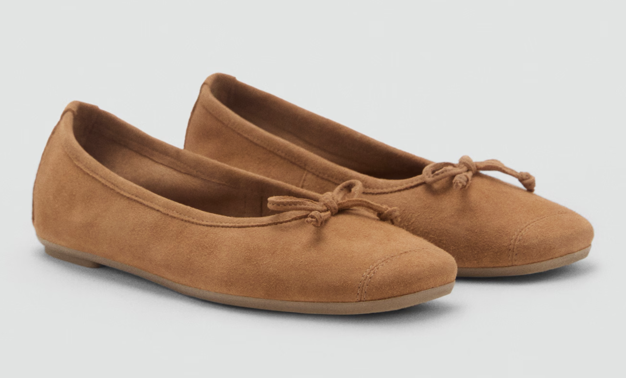 Medium Brown Bow suede ballerina