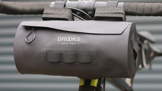 Image shows the Brooks England Scape Handlebar Pouch which is one of the best bike handlebar bags