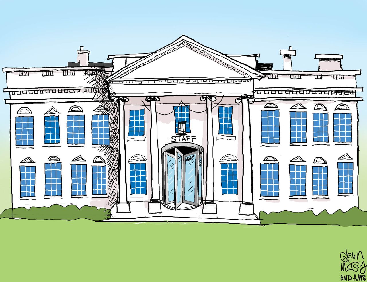 Political cartoon U.S. White House chaos staff firings