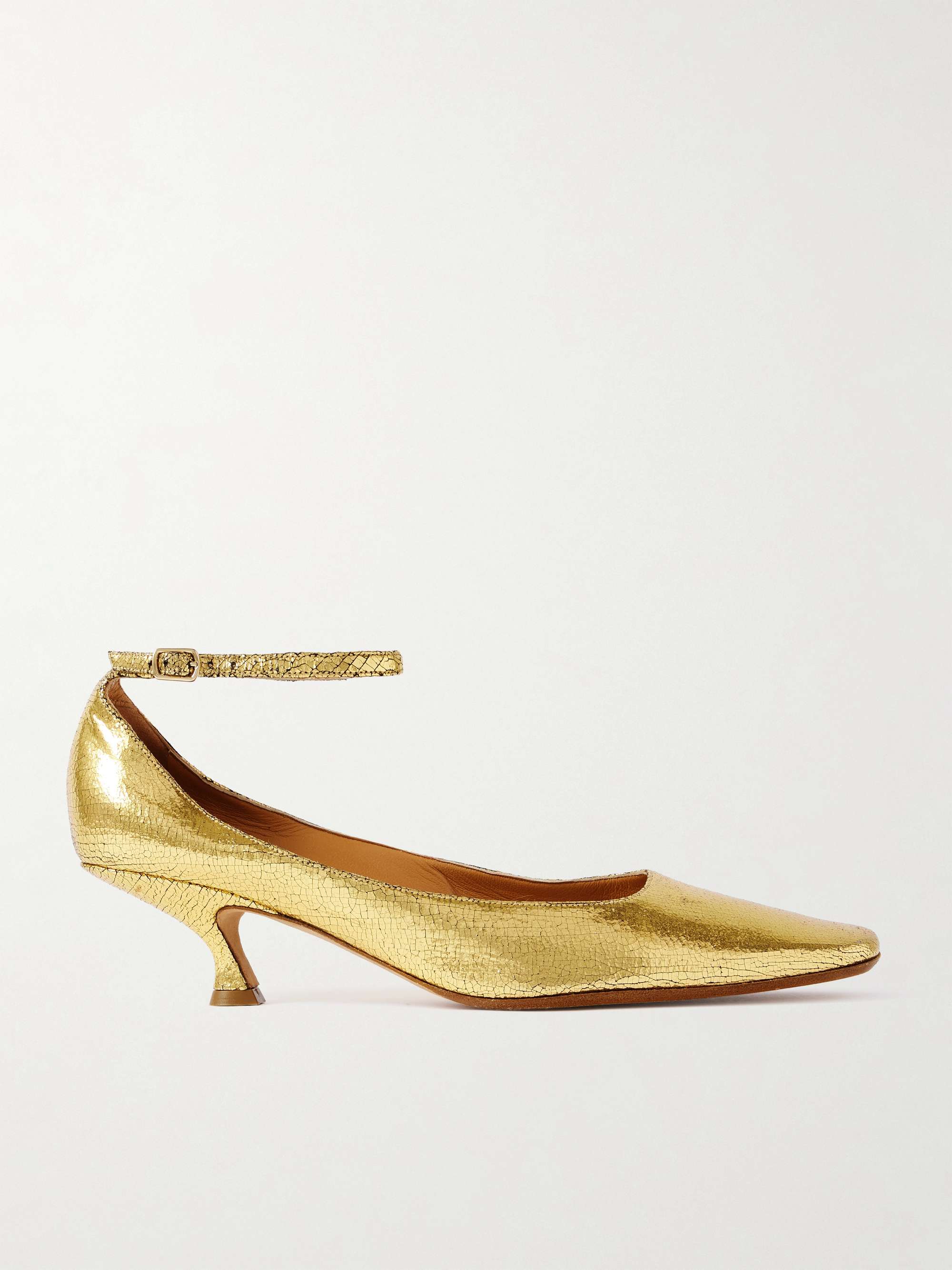 Anna Metallic Cracked-Leather Pumps