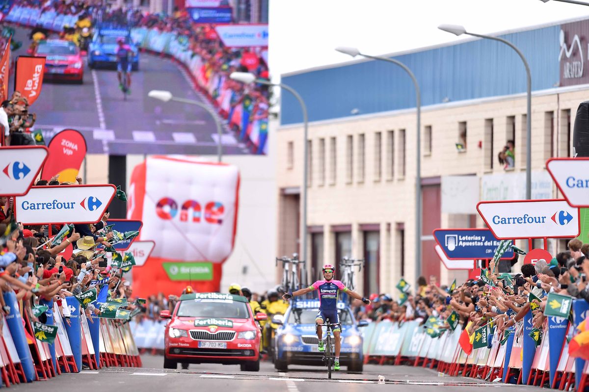 Nelson Oliveira (Lampre-Merida) en route to his first Grand Tour stage win