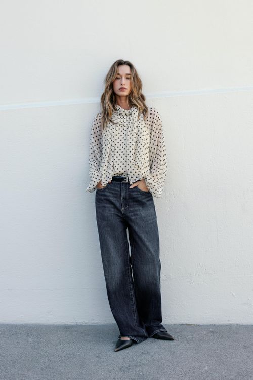 Polka Dot Blouse With Bow