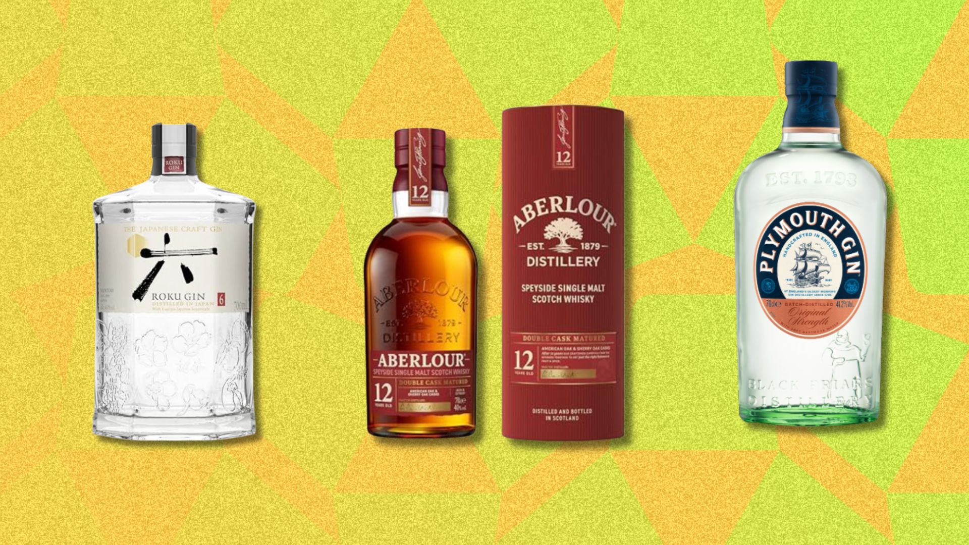 an image of three bottles against a yellow patterned background