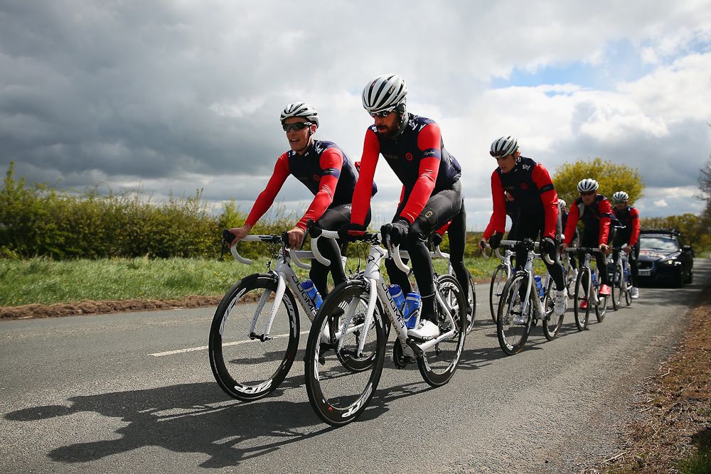 Bradley Wiggins trains with the Wiggins team ahead of the Tour de Yorkshire.
