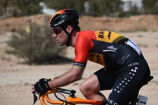Mark Cavendish on the opening stage of the 2020 Saudi Tour – his first race in his new Bahrain McLaren colours
