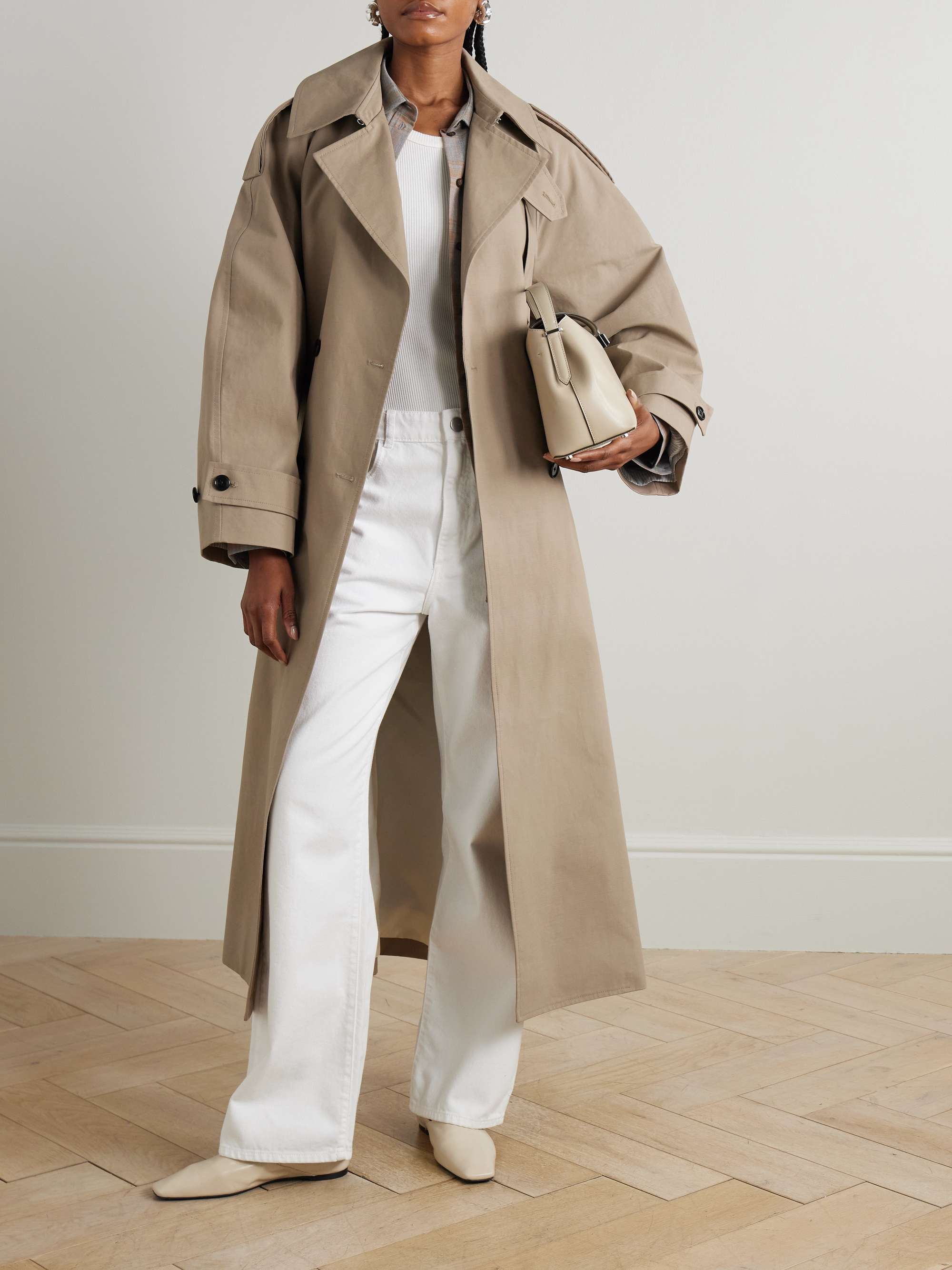 Oversized Double-Breasted Cotton Trench Coat
