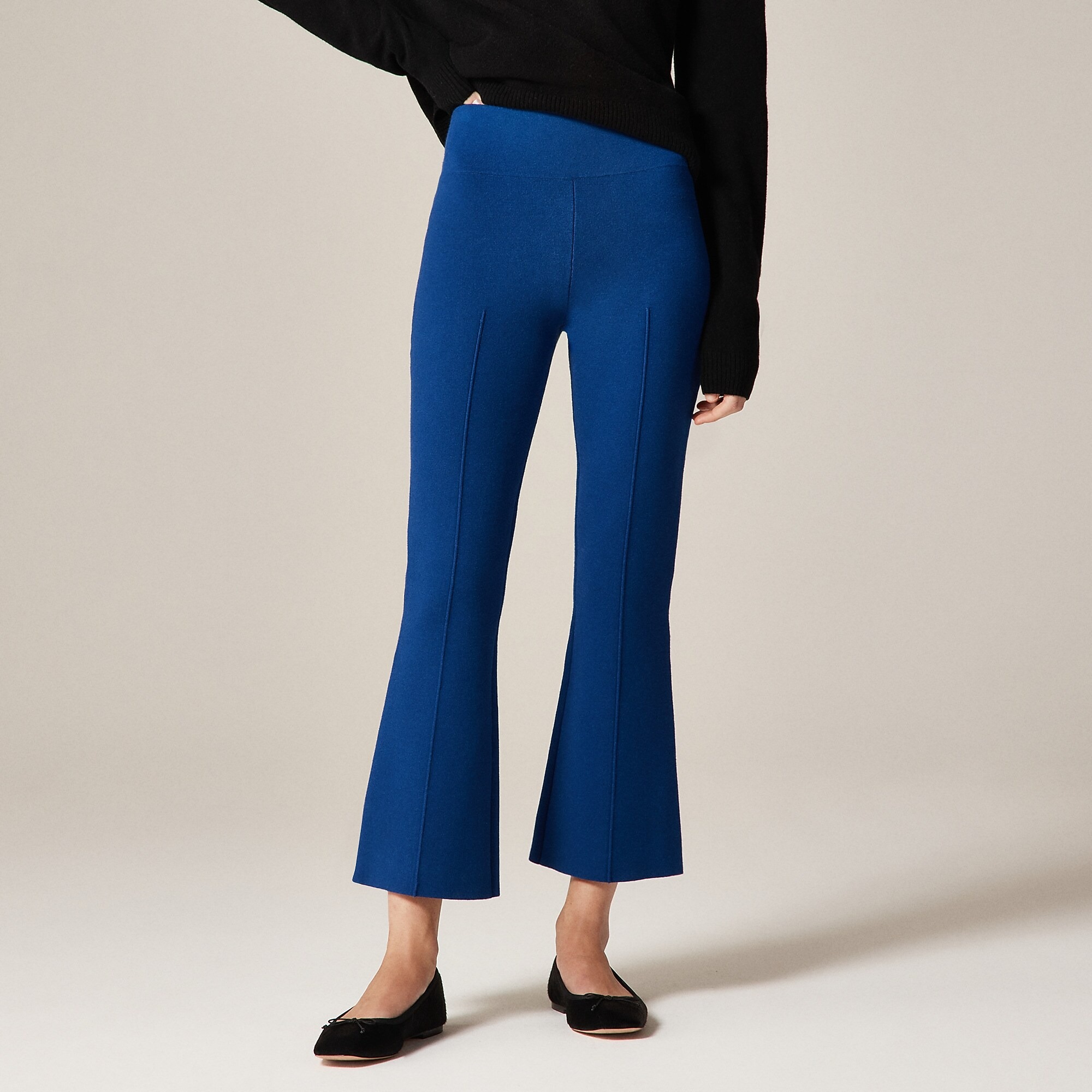Kick Stretch-Cotton Knit Cropped Pants