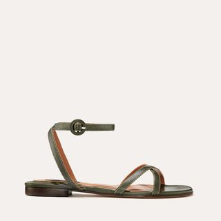 The Flat Sandal - Olive Nappa